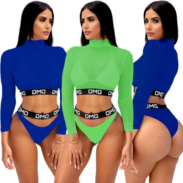 

2 шт. купальник печатный купальник укороченный купальный костюм сыпь гвардии женщины купальники серфинг плавательный костюм спорт 2020