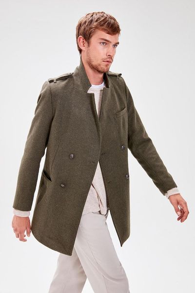 

trendyol khaki new male button coat tmnaw20kb0007, Black;brown