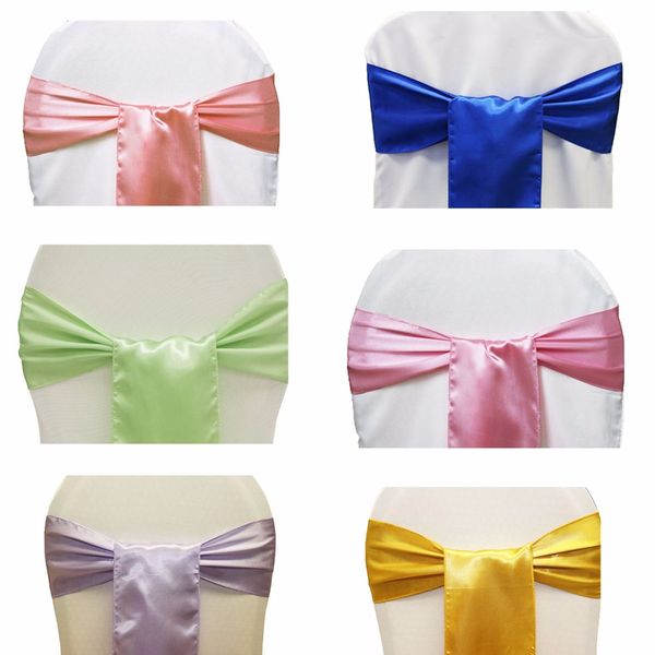 

100pcs 6" x 108" satin chair sash bow for l marriage banquet wedding party bow ties butterfly craft chair cover decoration