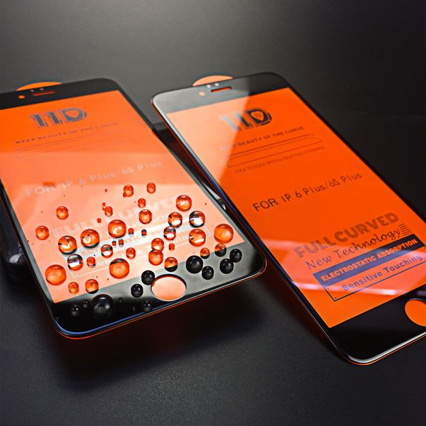 

11d full cover tempered gla creen protector for iphone 6 7 8 plu x xr x max protective film without retail packaging b