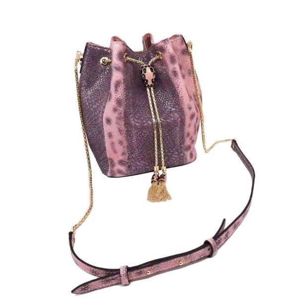 

real sheep кожа женщины сумка цепи кошелек моды crossbody сумка luxury snake pattern плеча конструктора ladies bucket сумки
