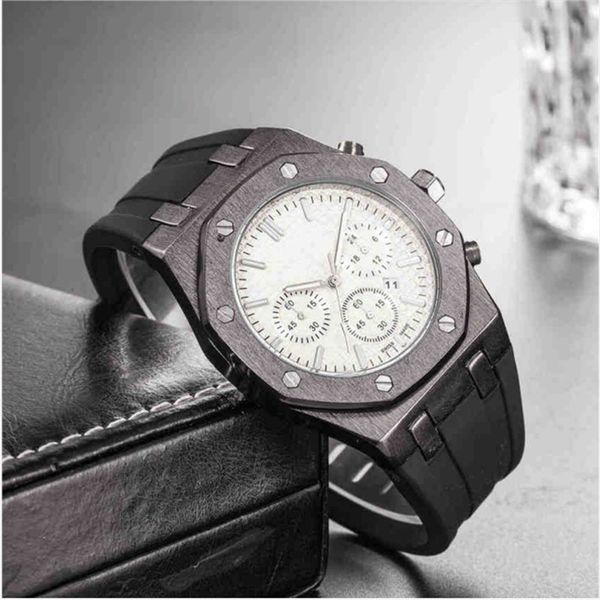 

mens luxe watches stainless steel clock dial sapphire quartz rubber strap watch for men gold sport casual wristwatches 03, Slivery;brown