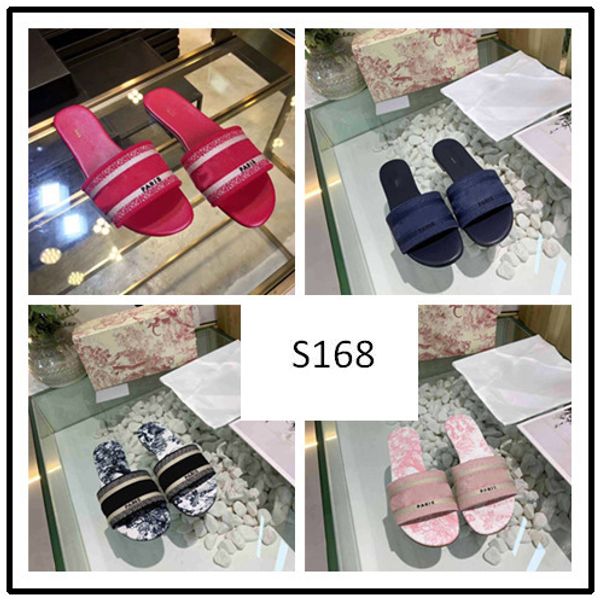 

original box new dazzle flowers women designer slippers flat bottom embroidery sandal floral brocade slipper flip flops 8, Black