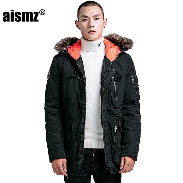 

aismz winter jacket men clothes 2019 classic hooded long warm parkas coat men's roupa casaco masculino thicken jackets outwear, Tan;black