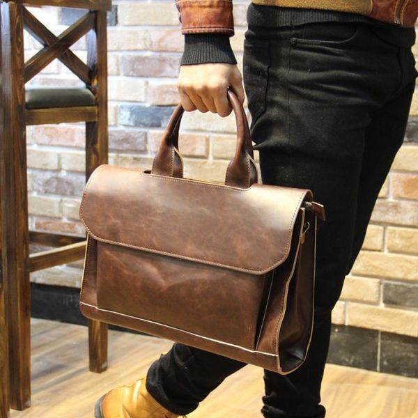 

men business bags leather bag male brief case bag black 36cm*23cm*10cm