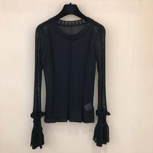 

2019 spring new women flare sleeve knitted sweater rmsx 2.27, White;black