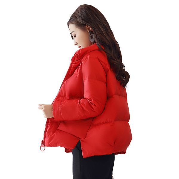 

autumn winter coat women stand collar thicken short cotton padded winter jacket manteau femme hiver slim warm bread coat c5975, Black