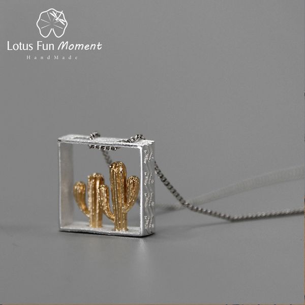

lotus fun moment real 925 sterling silver fine jewelry desert series creative cactus design pendant without necklace for women