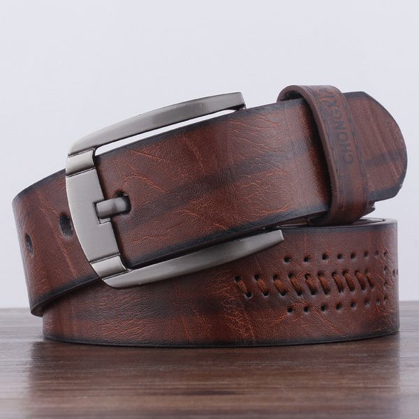 

men's belt leather belt men male genuine leather strap luxury pin buckle fancy vintage jeans ing, Black;brown