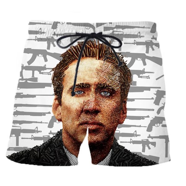 

new fashion famous actor nicolas cage shorts 3d print unisex, White;black