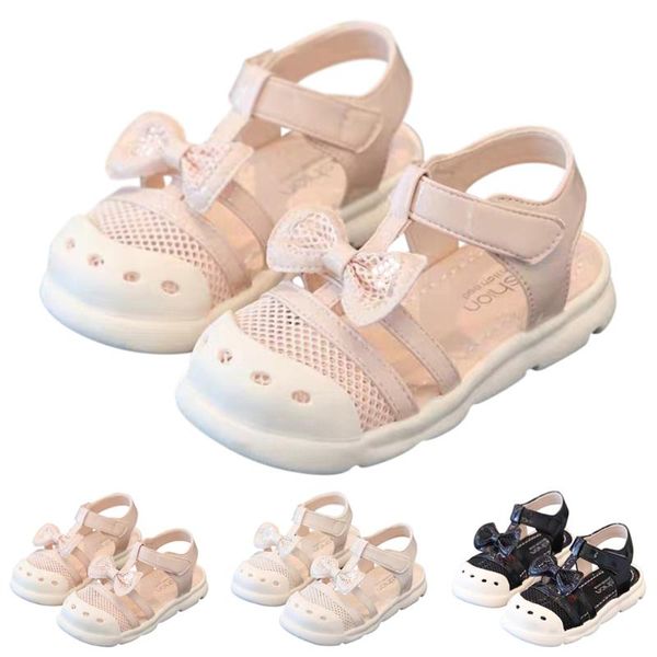 

summer kids bownot shoes 2020 fashion leathers sweet children sandals for girls toddler baby breathable hollow out beach shoes 3, Black;red