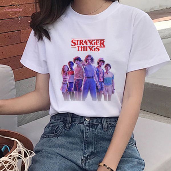 

new stranger things harajuku ullzang t shirt women upside down eleven funny t shirt 90s graphic tshirt fashion v neck tees, White