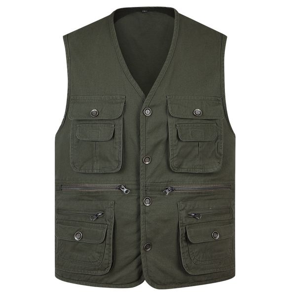 

2019 men casual sleeveless pgraph vest mens multi pocket four season pure cotton v-collar loose waistcoat 5xl plus size, Black;white