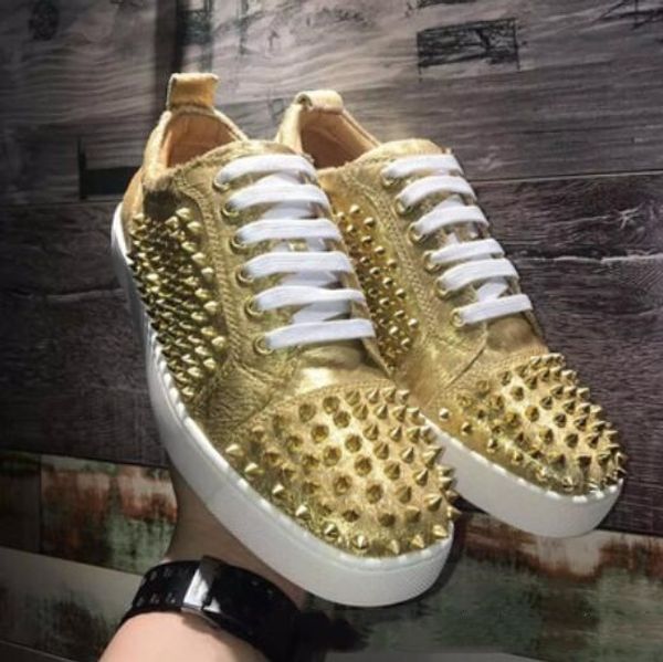 

низкого top мужчин шипованных шипы повседневного flat red bottom дорогой обувь мужчины и женщины партия дизайнер кроссовки из натуральной ко, Black