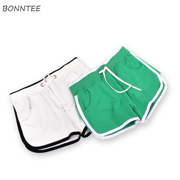 

shorts women summer new korean style cotton casual home loose outside womens all-match simple patchwork female drawstring chic, White;black
