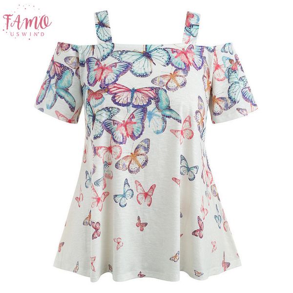 

plus size fashion women boho cotton butterfly off shoulder ladies loose shirt casual short sleeve blouse summer applique female blusa, White