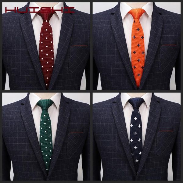 

huishi tie slim new style fashion men's solid green blue black tie knit knitted necktie slim dot star woven cravate narrow neck, Blue;purple