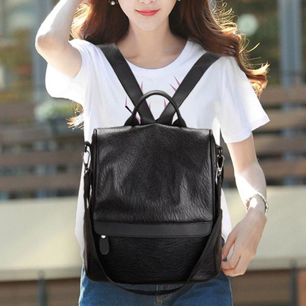 

women ladies fashion girls solid waterproof handbag tote shoulder backpack bags