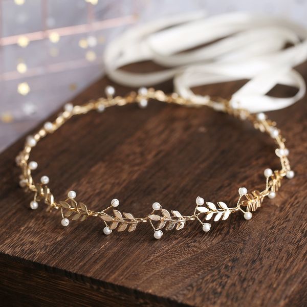 

bride ornaments alloy leaf pearl long a disc hair bring wedding bridesmaid concise hair decorate, Silver