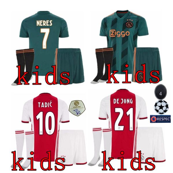 

2019 2020 ajax fc soccer jerseys home kids kits 19 20 customized #7 neres # 10 tadic #4 de ligt #22 ziyech football shirt, Black