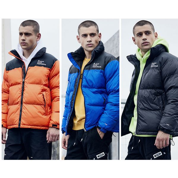 

mens fashion down parkas deisnger jackets in winter tide brand spliced letter embroidery printed down coat mens luxury coat quality, Black