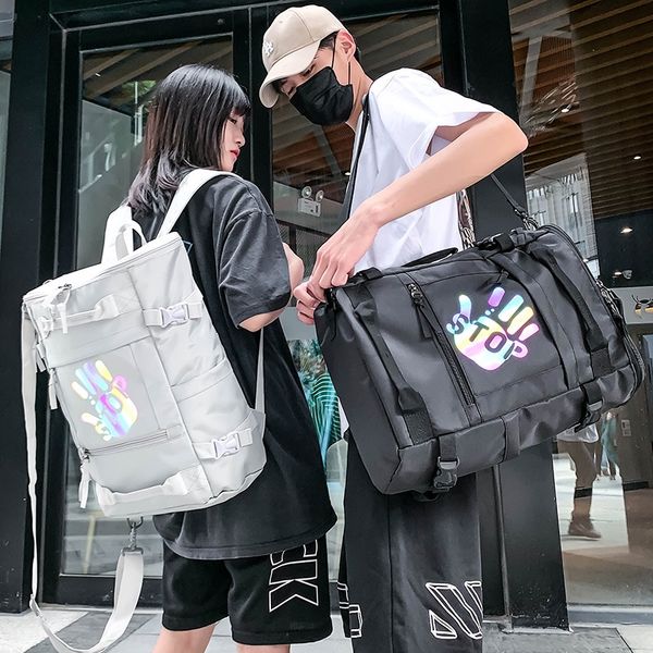 

outdoor large capacity men's travel storage travel bag backpack multifunctional luminous backpack oxford waterproof storage bag