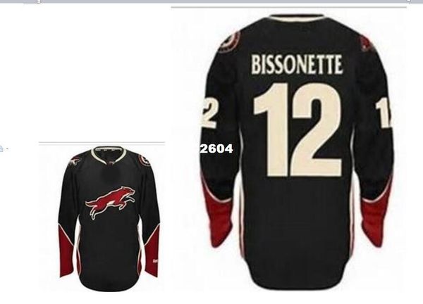 

real men real full embroidery #12 phoenix coyotes 12 paul bissonnette vintage hockey jersey or custom any name or number jersey, Black;red