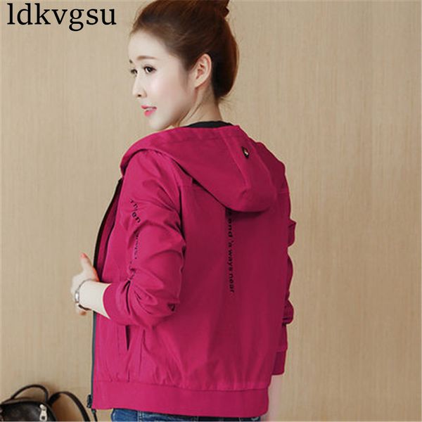 

casual two sides wearing baseball uniforms coats women 2019 spring autumn korean hooded bf loose jacket short coats v301, Black;brown