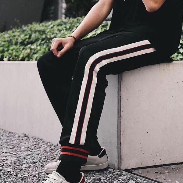 

track pants drawstring side streak fashion street skateboard men women casual street trousers fitness breathable sweatpants hfhlkz023, Black