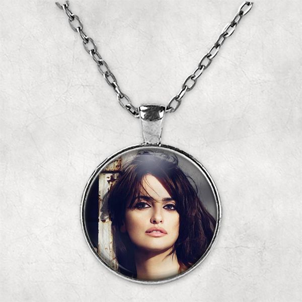 

penelope cruz персонализированного фото ожерелье фото ювелирных изделий ожерелье подвеска круг locket фото мемориал фото подарки, Silver