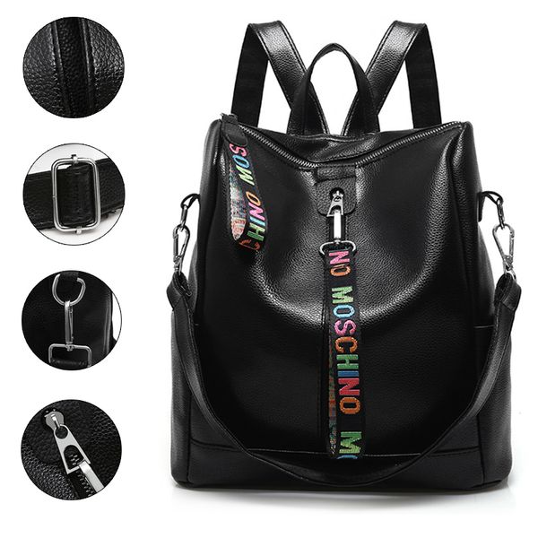 

women 100% pu leather backpack youth backpacks for teenage girls female school shoulder bag bagpack y200103
