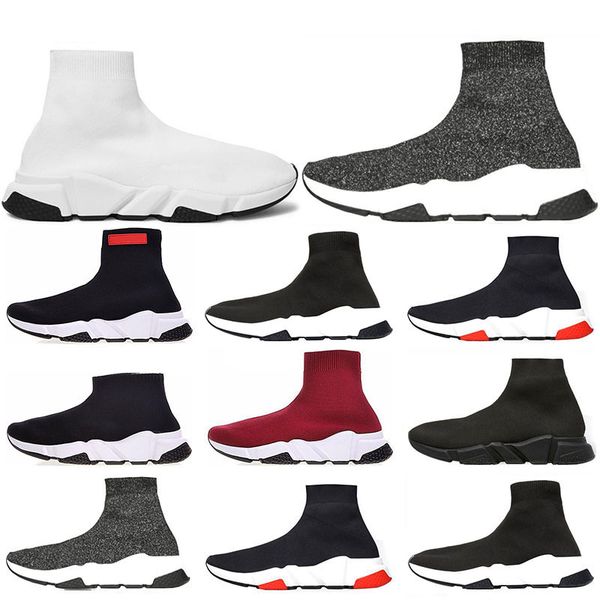 

Hot New Speed Trainer Luxury Shoes all red grey black white Flat Classic Socks Boots Sneakers Women Trainers Runner size 36-45
