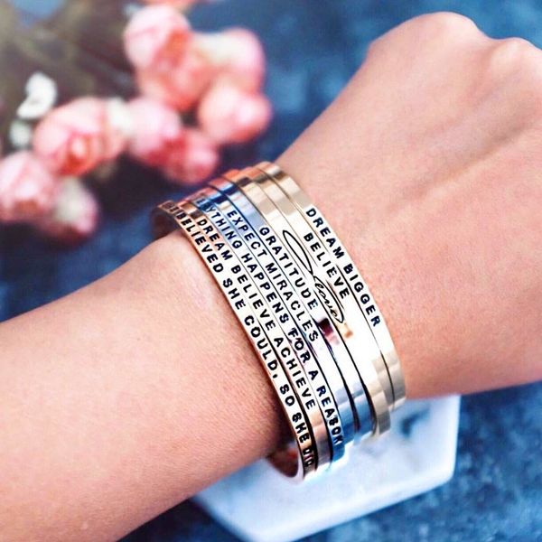 

35pcs mixed inspirational bracelet gift jewelry for women men stainless steel silver customized mantra bracelet 2020, Black