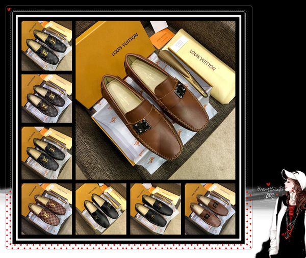 

2019 leather brand handmade men genuine leather driving shoes lace-up wear comfortable men dress wedding shoes prom men's loafers, Black