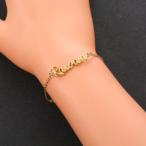 

charm bracelets hanruo adjustable name bracelet letters custom date bangle for men women gold personalized jewelry birthday gift, Golden;silver