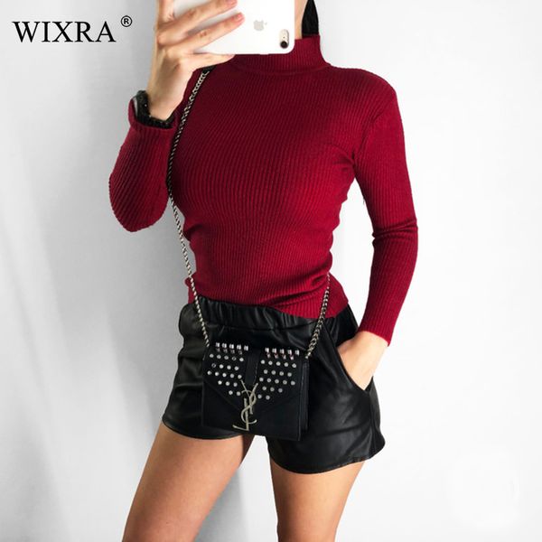 

wixra autumn winter spring women turtleneck sweater female pullovers all match basic slim knitted sweaters jumpers, White;black