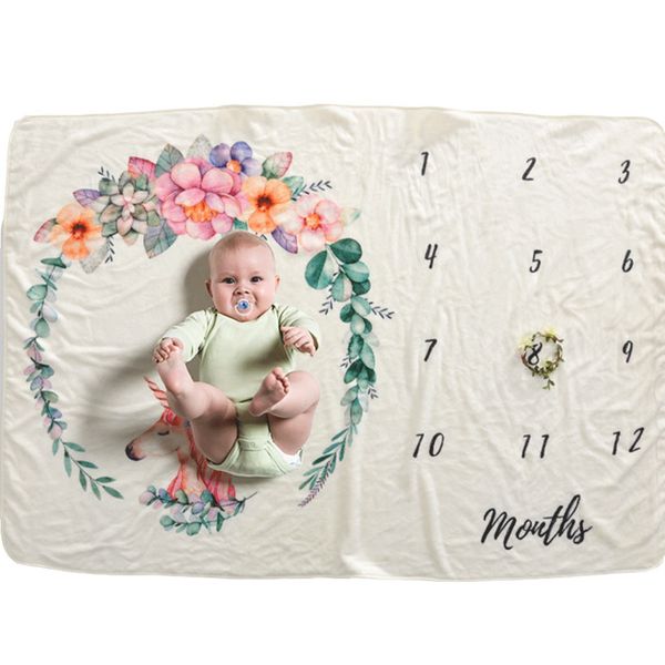 

newborn baby milestone blankets pgraphy background props baby p backdrops infant flower number print blanket 102*152cm dbc dh0746