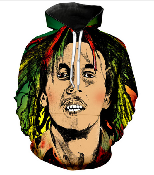 

new fashion cool sweatshirt hoodies men women 3d print bob marley fashion style streetwear long sleeve clothes rlms0121, Black