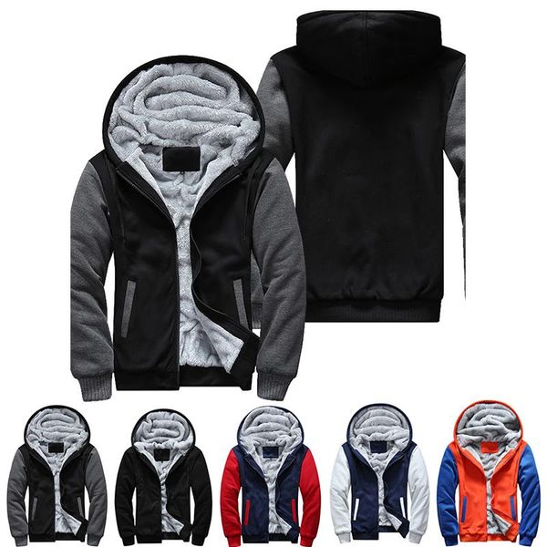 

zipper us size plus size fashion print hoodies men thicken fleece sweatshirts long sleeve jacket standard harajuku, Black