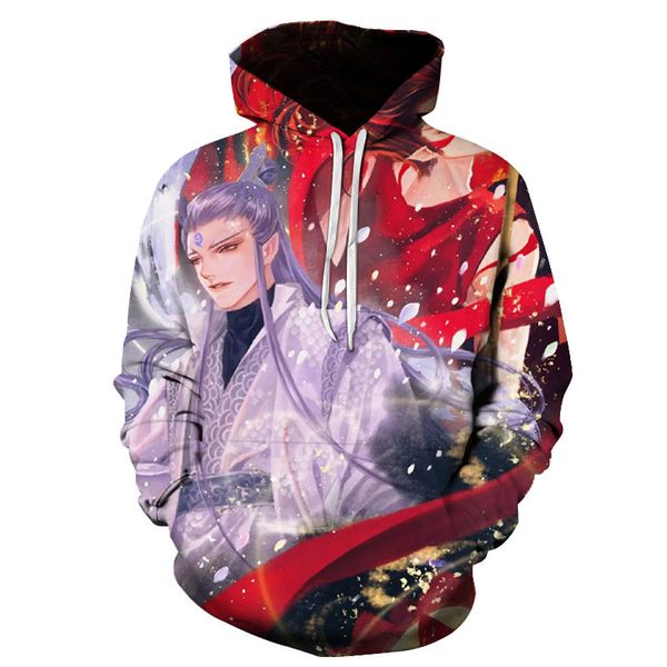 

2019 fashion trend youth hoodies china movie anime 3d digital print sweatshirts men womens loose hooded pullovers asian size 6xl, Black