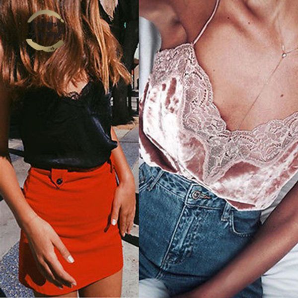 

женская мода лето lace top рукавов velvet tank блуза верхняя рубашка с плеча v-образным вырезом sexy кружева новый горячий, White