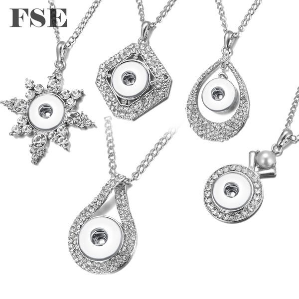 

5pcs multi styles 18mm snap charms pendant necklace fit 18mm ginger snap button 18-20mm rhinestone pendant snap jewelry, Silver