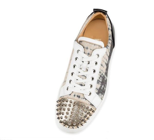 

blue veau velours men low cut red bottom sneakers junior spikes orlato leopard-printed silver spikes couple's casual walking skateboar, Black