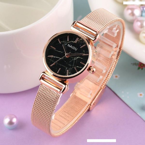 

браслет часы кварцевые мода и развлечения нержавеющей стали золотой ремешок наручные часы простой набор relojes para mujer, Slivery;brown