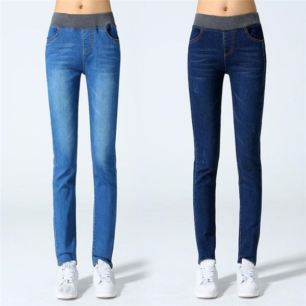 

female lasies girls jeans cotton pants women pants fashion high waist skinny women jeans slim denim pencil, Blue