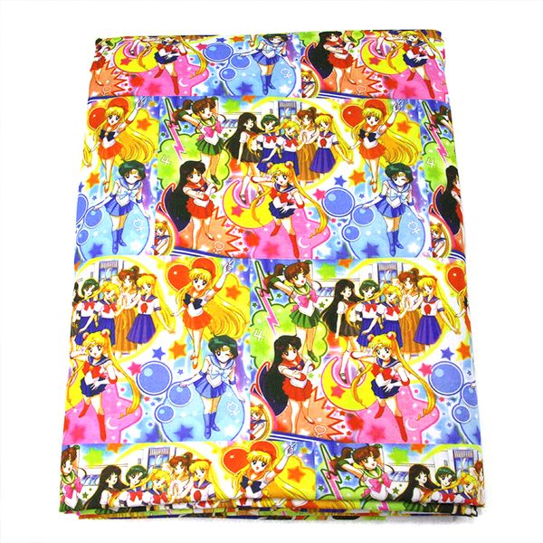 

50*140cm cartoon character patchwork print polyester cotton fabric for tissue kids bedding home textile sewing doll dress,c423, Black;white
