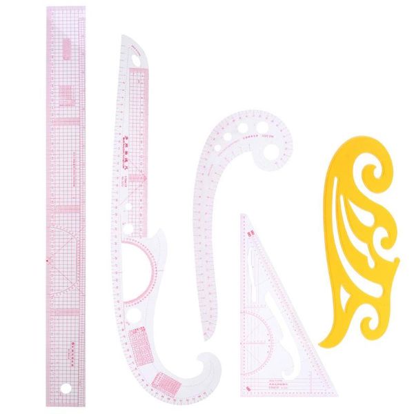 

practical 5pcs/set styling ruler french curve set cutting ruler yardstick sleeve arm french curve cut cutting knife sewing, Black