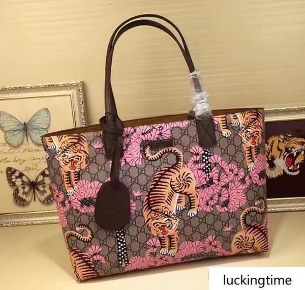 

412096 genuine leather new arrival tiger pink handbag high luxury design creative woman tote size 38*28*12.5