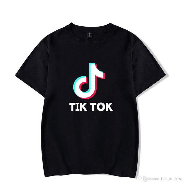 

2019 new letter print tik tok logo round collar short sleeve tshirt man clothing shirt and t shirt white black navy blue pink
