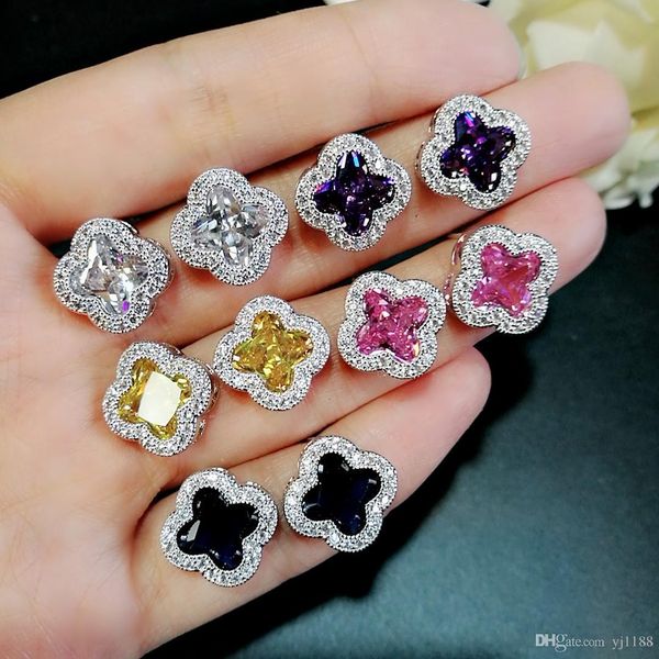 

2019 новая мода кубический цирконий лист серьги женщины бренд дизайнер ювелирные изделия свадебные роскошные cz мужские хип-хоп серьги, Golden;silver